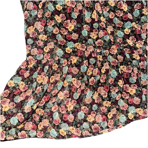 EUC Chic Zara Floral Tiered Mini Dress / Blouse W/ Bow Tie Boho Cottage Core M - Picture 5 of 5